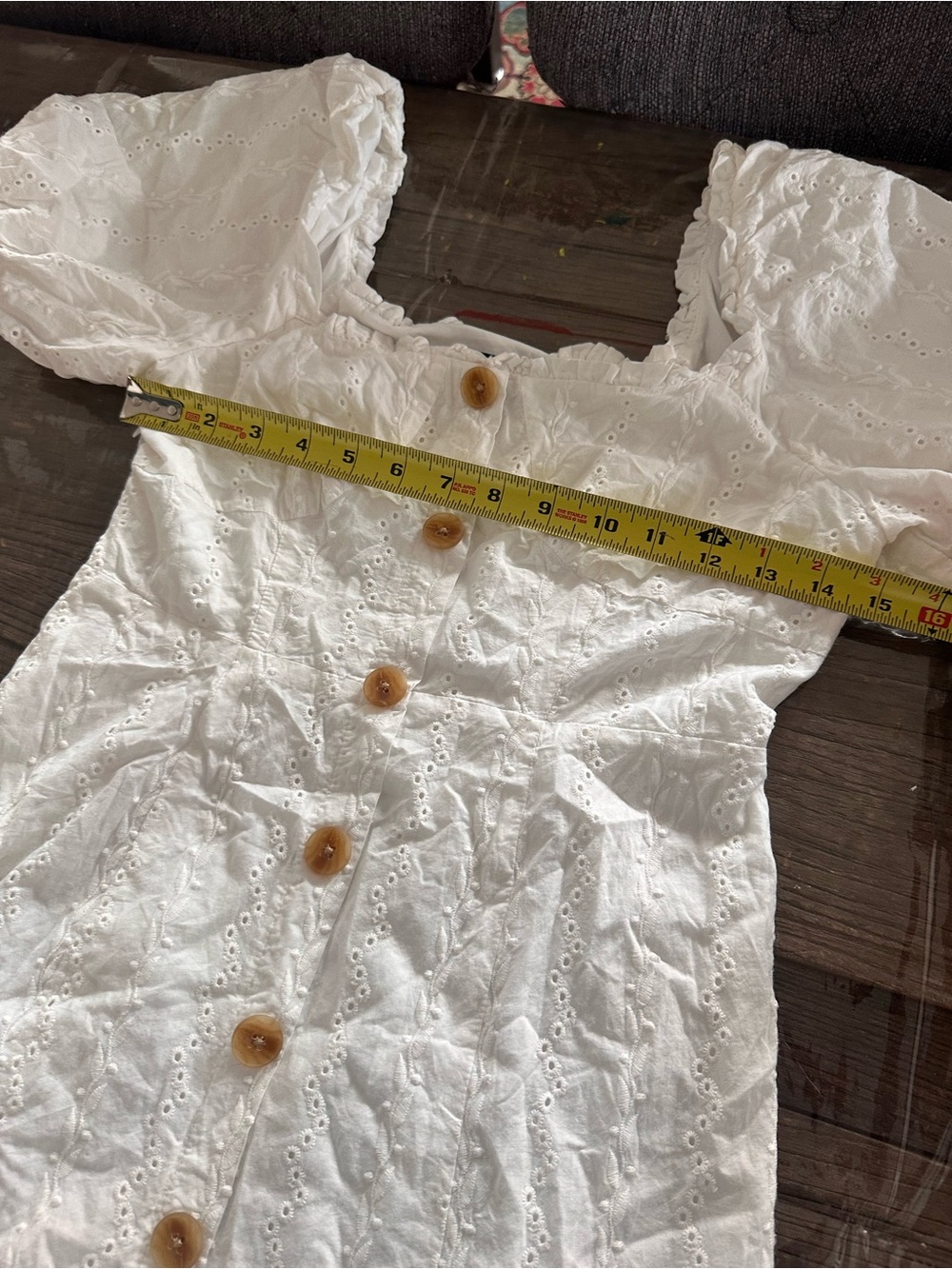 Only White Eyelet Midi Dress with Button Front - Picture 3 of 6